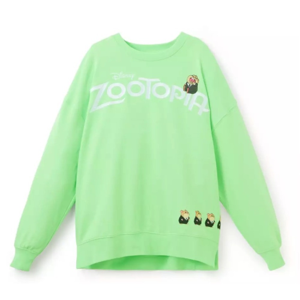 Disney Parks Zootopia Womens Large Pawpsicle Nick Neon Green Pullover Sweatshirt